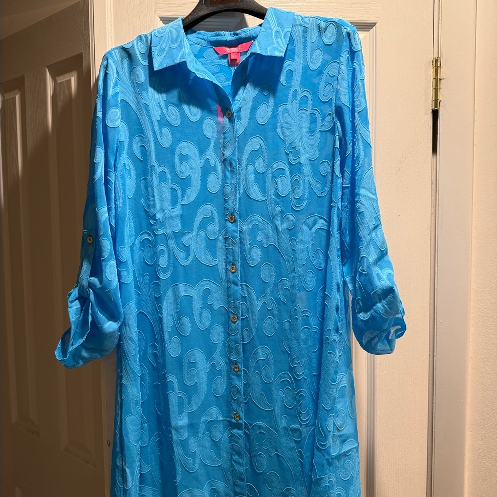 Lilly Pulitzer Light Blue Embroidered cover up